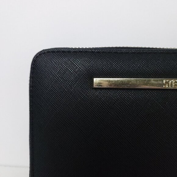 Steve Madden Black Saffiano Zip-Around Wristlet Wallet – Gold Hardware - Picture 7 of 10